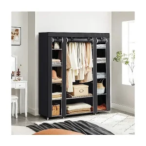 Stoffkleiderschrank mit 12 Ebenen und Kleiderstange - L150 cm Preis Gesenkt