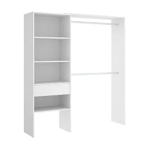 Neue Kollektion Kleiderschrank Dgarut, Struktur für begehbaren Kleiderschrank, Offene Garderobe, 160x40h187 cm, Weiß