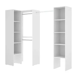 Garantierte Lieferung Kleiderschrank Plose, Struktur für begehbaren Eckschrank, offene Eckgarderobe, 226 x 79 x 186 cm, WeiÃŸ