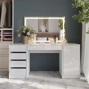 Schminktisch weiß/weiß hochglanz 158.2x50.1x76 sherry Begrenztes Angebot