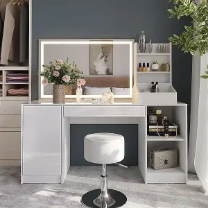 Schminktisch weiß/weiß hochglanz 158.2x50.1x76 sherry Neue Ware