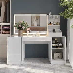 Schminktisch weiß/weiß hochglanz 158.2x50.1x76 sherry Kracherpreis