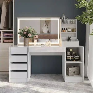 Schminktisch weiß/weiß hochglanz 158.2x50.1x76 sherry Preiswert