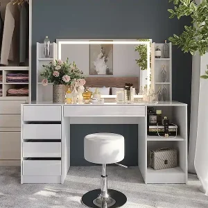 Neuheit Schminktisch weiß/weiß hochglanz 158.2x50.1x76 sherry