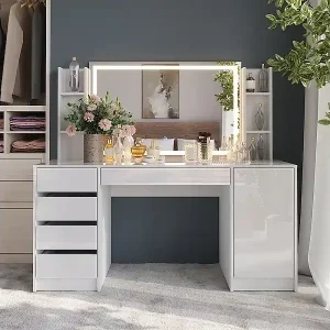 Finale Aktion Schminktisch weiß/weiß hochglanz 158.2x50.1x76 sherry