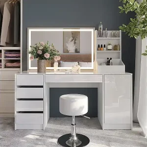 Begrenztes Angebot Schminktisch weiß/weiß hochglanz 158.2x50.1x76 sherry