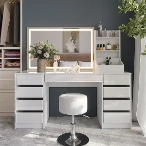 Schminktisch weiß/weiß hochglanz 158.2x50.1x76 sherry Schneller Versand