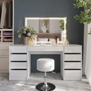 Schminktisch weiß/weiß hochglanz 158.2x50.1x76 sherry Kostenfreie Lieferung