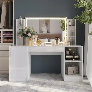 Nur Für Kurze Zeit Schminktisch weiß/weiß hochglanz 158.2x50.1x76 sherry
