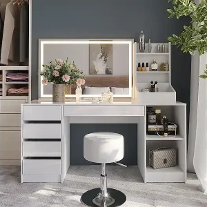 Echt Schminktisch weiß/weiß hochglanz 158.2x50.1x76 sherry