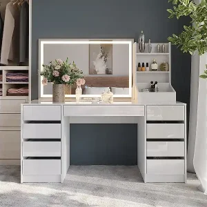 Schminktisch weiß/weiß hochglanz 158.2x50.1x76 sherry Kostenloser Rückversand