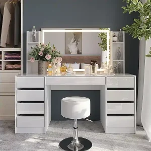 Schminktisch weiß/weiß hochglanz 158.2x50.1x76 sherry Sichere Zahlung