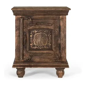 Highlight Nachttisch aus massivem Mangoholz mit rustikalem Finish