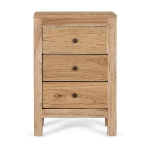 Nachttisch aus massivem Mindiholz mit 3 Schubladen Garantierte Lieferung