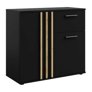 Kommode VARIA - 2 Türen und 1 Schublade - Modernes Design in Schwarz und Handwerker-Eiche Beliebt