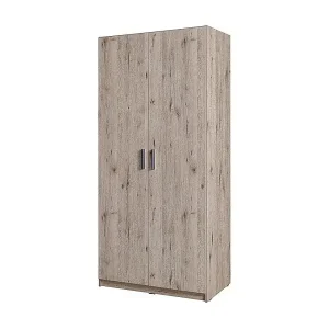 Schrank mit 2 Türen FLEX – Wellington-Eiche und Graphitgrau – Moderner Stil mit Kleiderstange Rabatt