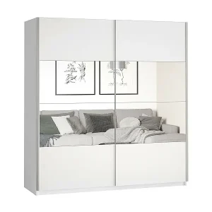 Schrank Design 200cm. 2 Türen mit modulierbaren Spiegeln. Farbe mattweiß. Kollektion EOS Nur Heute
