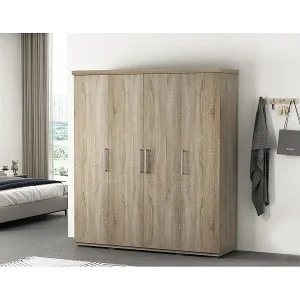 Sonderangebot Schrank mit 4 Türen und Kleiderstange TOM – Sonoma-Eiche