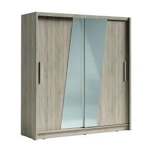 Schwebetürenschrank mit schrägem Spiegel 205 cm - Sonoma-Eiche - Kollektion BAHIA Rabatt