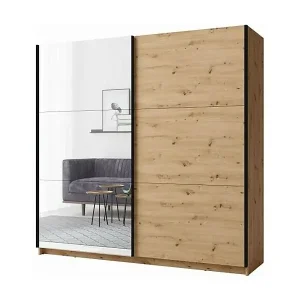 Schwebetürenschrank mit Spiegel - Eichenfarbe - 200x207x62 cm - Kollektion ARSALA Günstig