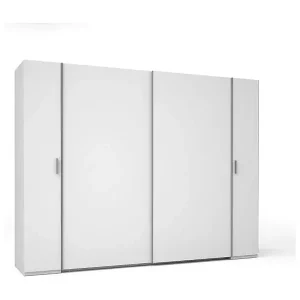 Solange Der Vorrat Reicht Schrank 4 Türen STAR – Weiß – Mit integrierter Kleiderstange – L264 cm