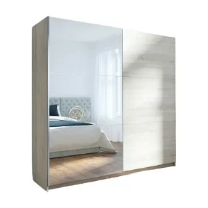 Markenprodukt Kleiderschrank, Garderobe mit 2 Schiebetüren und Spiegel - Sonoma-Eiche - Kollektion ARSALA