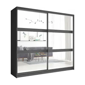 Schwebetürenschrank mit Spiegel 230 cm - graphitgrau - Kollektion NOFI Mega-Angebot