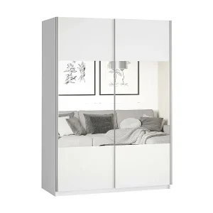 Designerschrank 150cm. 2 Türen mit modularen Spiegeln. Farbe mattweiß. Kollektion EOS Sofort Bestellen