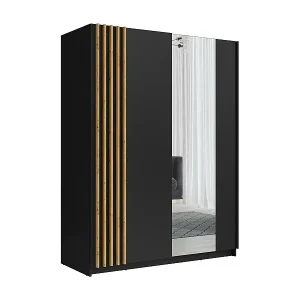 Sofort Bestellen Schiebetürenschrank mit 2 Türen, 200 cm - Schwarz und Eiche - Kollektion VARIA