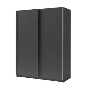 Schwebetürenschrank 2 Türen - Kollektion GOZU - Farbe Graphitgrau - 180 x 198 x 62 cm Abverkauf