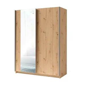 Markenware Schwebetürenschrank GOZU 2 mit Spiegel - Farbe Artisan Eiche - 180 x 198 x 62 cm
