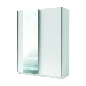 Sofort Bestellen Schiebetürenschrank GOZU mit Spiegel - Farbe Weiß - 180 x 198 x 62 cm