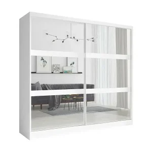 Sofort Bestellen Schrank 230 cm mit 2 Schiebetüren und Spiegel - weiß - Kollektion NOFI