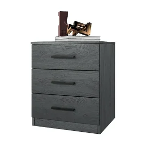 Nachttisch mit drei Schubladen, Kollektion FLOYD. Farbe: Grau, Holzeffekt. Billig