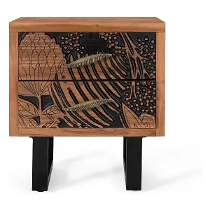 Nachttisch aus Akazienholz und Metall Mega-Angebot