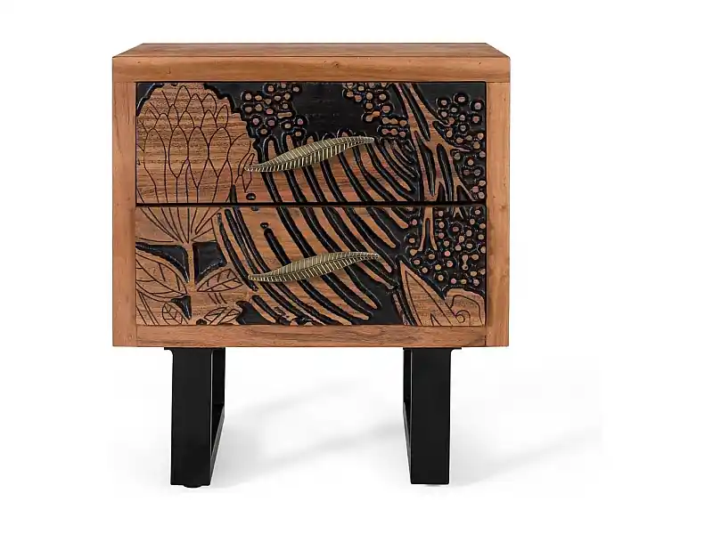 Nachttisch aus Akazienholz und Metall Mega-Angebot