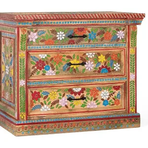 Kommode mit drei Schubladen aus handbemaltem Mangoholz Finale Aktion