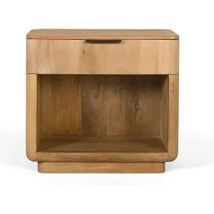 Billig Nachttisch aus Mangoholz mit abgerundeten Ecken