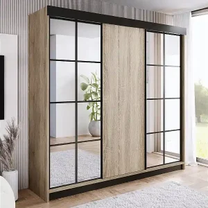 Aktuell Schwebetürenschrank mit Spiegel BARI 2 Sonoma Eiche 250