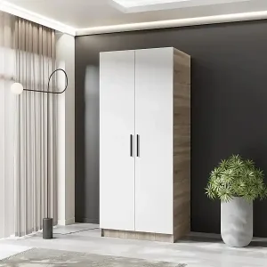 Zweitüriger Kleiderschrank GOLD 2D 78 Eiche Sonoma + Weiß Kracherpreis