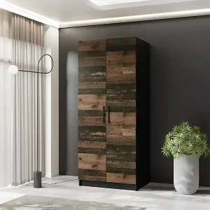 Zweitüriger Kleiderschrank GOLD 2D 78 Schwarz + Oldstyle Beliebt