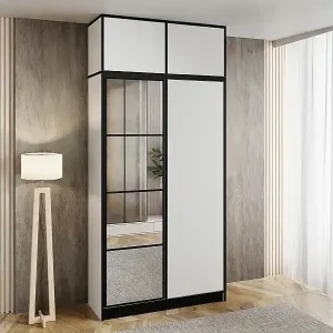 Zweitüriger Schrank mit Spiegel COSTA 2D WEISS mit Aufsatz Schnäppchen