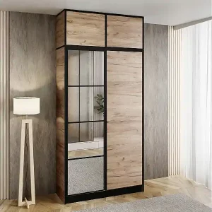 Zweitüriger Schrank mit Spiegel COSTA 2D EICHE CRAFT GOLD mit Aufsatz Sofort Bestellen