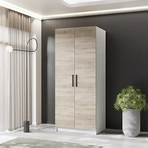 Zweitüriger Kleiderschrank GOLD 2D 78 Weiß + Eiche Sonoma Aktuell