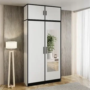 Zweitüriger Schrank DIOR 105 WEISS 2D mit Aufsatz Gratis Versand