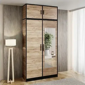 Zweitüriger Schrank DIOR 105 Eiche Craft Gold 2D mit Aufsatz Abverkauf