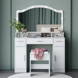 Sichere Zahlung Schminktisch weiß 110x40x150.5 lumira