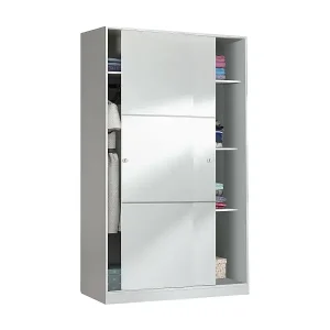 Garderobe Dnoce, Schlafzimmer Kleiderschrank mit 2 Schiebetüren, Schrank mit 4 Einlegeböden und Kleiderstange, 120x50h200 cm, WeiÃŸ Abverkauf