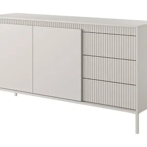 Top-Seller Zweitürige Kommode - 153 cm - mit drei Schubladen und gefräster Front - beige - FALSETTO