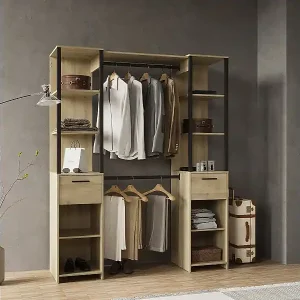 Zweisäuliges Möbel - GARY - Eiche und Schwarz - 159,8 x 49,5 x 200,3 cm - DEMEYERE Mega-Angebot